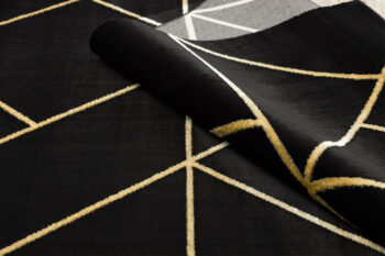 Dywany Łuszczów, Kusový koberec Emerald geometric 1012 black and gold, 180x270, čierna, chodba / predsieň
