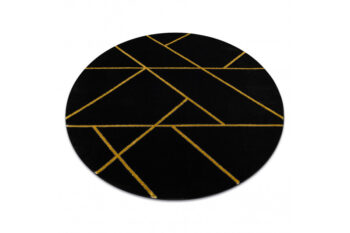 Dywany Łuszczów, Kusový koberec Emerald geometric 1012 black and gold kruh, 120x120 (priemer) kruh, čierna, chodba / predsieň