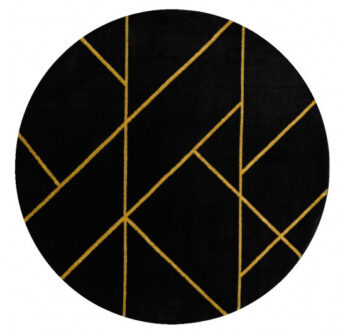 Dywany Łuszczów, Kusový koberec Emerald geometric 1012 black and gold kruh, 200x200 (priemer) kruh, čierna, chodba / predsieň