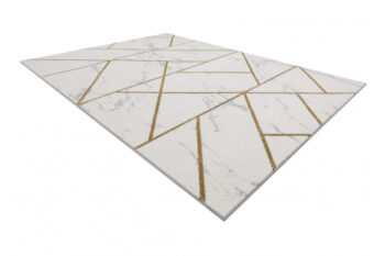 Dywany Łuszczów, Kusový koberec Emerald geometric 1012 cream and gold, 160x220, biela, kancelária