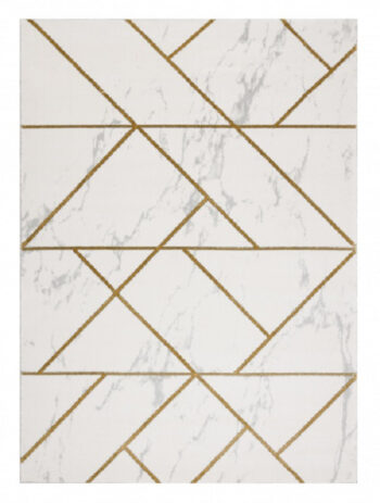 Dywany Łuszczów, Kusový koberec Emerald geometric 1012 cream and gold, 160x220, biela, kancelária