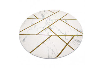 Dywany Łuszczów, Kusový koberec Emerald geometric 1012 cream and gold kruh, 200x200 (priemer) kruh, biela, obývacia izba