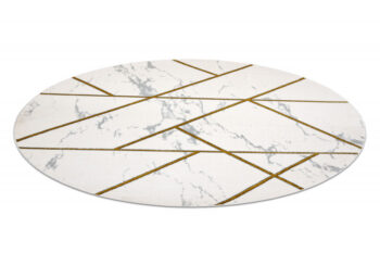 Dywany Łuszczów, Kusový koberec Emerald geometric 1012 cream and gold kruh, 200x200 (priemer) kruh, biela, obývacia izba