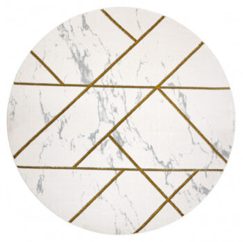Dywany Łuszczów, Kusový koberec Emerald geometric 1012 cream and gold kruh, 200x200 (priemer) kruh, biela, obývacia izba