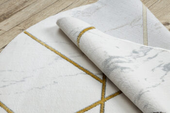 Dywany Łuszczów, Kusový koberec Emerald geometric 1012 cream and gold kruh, 200x200 (priemer) kruh, biela, obývacia izba