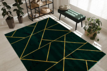 Dywany Łuszczów, Kusový koberec Emerald geometric 1012 green and gold, 140x190, zelená, chodba / predsieň