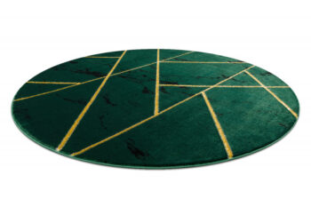 Dywany Łuszczów, Kusový koberec Emerald geometric 1012 green and gold kruh, 160x160 (priemer) kruh, zelená, chodba / predsieň