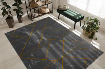 Dywany Łuszczów, Kusový koberec Emerald geometric 1012 grey and gold, 180x270, šedá, chodba / predsieň