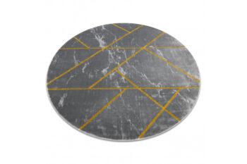 Dywany Łuszczów, Kusový koberec Emerald geometric 1012 grey and gold kruh, 200x200 (priemer) kruh, šedá, chodba / predsieň