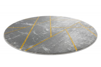 Dywany Łuszczów, Kusový koberec Emerald geometric 1012 grey and gold kruh, 200x200 (priemer) kruh, šedá, chodba / predsieň