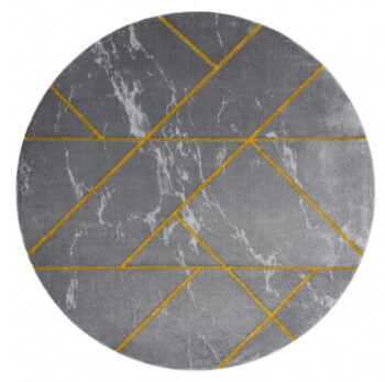 Dywany Łuszczów, Kusový koberec Emerald geometric 1012 grey and gold kruh, 200x200 (priemer) kruh, šedá, chodba / predsieň