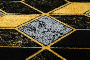 Dywany Łuszczów, Kusový koberec Gloss 400B 86 3D geometric black/gold, 180x270, čierna, kancelária