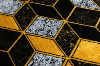 Dywany Łuszczów, Kusový koberec Gloss 400B 86 3D geometric black/gold, 80x150, čierna, kancelária