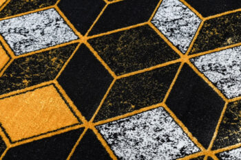 Dywany Łuszczów, Kusový koberec Gloss 400B 86 3D geometric black/gold, 80x150, čierna, kancelária