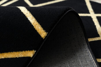 Dywany Łuszczów, Kusový koberec Gloss 406C 86 geometric black/gold, 140x190, čierna, chodba / predsieň
