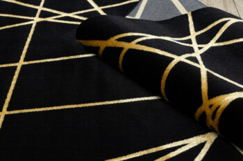 Dywany Łuszczów, Kusový koberec Gloss 406C 86 geometric black/gold, 280x370, čierna, chodba / predsieň