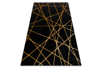 Dywany Łuszczów, Kusový koberec Gloss 406C 86 geometric black/gold, 280x370, čierna, chodba / predsieň