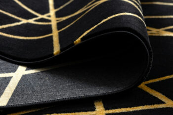 Dywany Łuszczów, Kusový koberec Gloss 406C 86 geometric black/gold, 280x370, čierna, chodba / predsieň