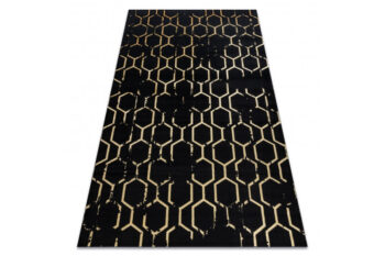 Dywany Łuszczów, Kusový koberec Gloss 407C 86 black/gold, 120x170, čierna, chodba / predsieň