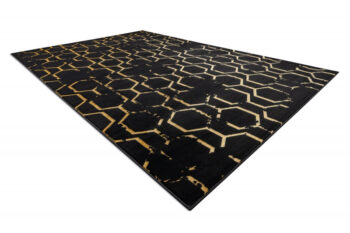 Dywany Łuszczów, Kusový koberec Gloss 407C 86 black/gold, 120x170, čierna, chodba / predsieň