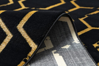Dywany Łuszczów, Kusový koberec Gloss 407C 86 black/gold, 120x170, čierna, chodba / predsieň
