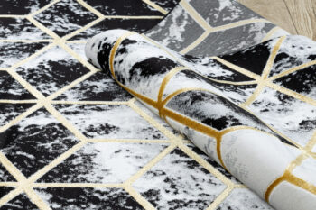 Dywany Łuszczów, Kusový koberec Gloss 409A 82 3D cubes black/gold/grey, 240x330, čiernobiela, kancelária