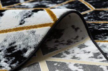 Dywany Łuszczów, Kusový koberec Gloss 409A 82 3D cubes black/gold/grey, 80x150, čiernobiela, kancelária