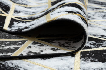 Dywany Łuszczów, Kusový koberec Gloss 409A 82 3D cubes black/gold/grey, 80x150, čiernobiela, kancelária