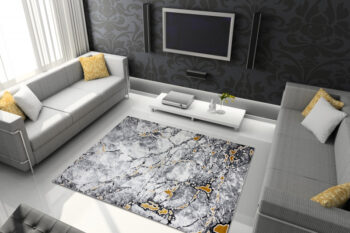 Dywany Łuszczów, Kusový koberec Gloss 528A 58 3D mramor ivory/black, 80x150, šedá, viacfarebná, kancelária