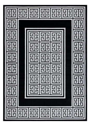 Dywany Łuszczów, Kusový koberec Gloss 6776 85 greek black/ivory, 140x190, čiernobiela, chodba / predsieň