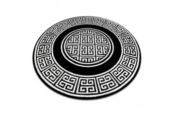 Dywany Łuszczów, Kusový koberec Gloss 6776 85 greek black/ivory kruh, 200x200 (priemer) kruh, čiernobiela, chodba / predsieň
