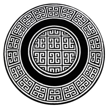 Dywany Łuszczów, Kusový koberec Gloss 6776 85 greek black/ivory kruh, 200x200 (priemer) kruh, čiernobiela, chodba / predsieň