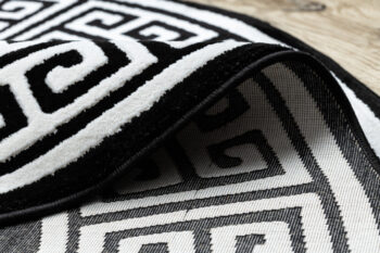 Dywany Łuszczów, Kusový koberec Gloss 6776 85 greek black/ivory kruh, 200x200 (priemer) kruh, čiernobiela, chodba / predsieň