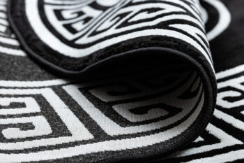 Dywany Łuszczów, Kusový koberec Gloss 6776 85 greek black/ivory kruh, 200x200 (priemer) kruh, čiernobiela, chodba / predsieň
