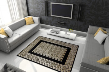 Dywany Łuszczów, Kusový koberec Gloss 6776 86 greek black/gold, 120x170, čierna, chodba / predsieň