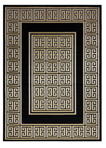 Dywany Łuszczów, Kusový koberec Gloss 6776 86 greek black/gold, 120x170, čierna, chodba / predsieň