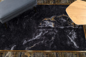 Dywany Łuszczów, Kusový koberec Miro 51278.809 Marble black/gold, 80x150, čierna, chodba / predsieň