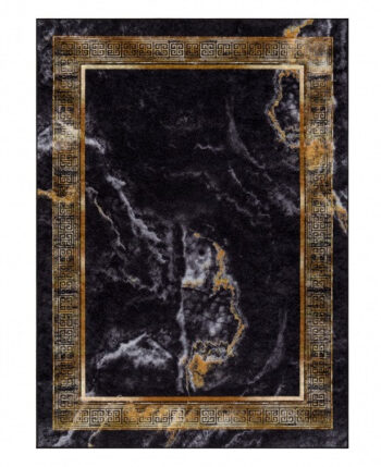 Dywany Łuszczów, Kusový koberec Miro 51278.809 Marble black/gold, 80x150, čierna, chodba / predsieň