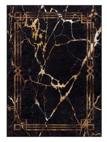Dywany Łuszczów, Kusový koberec Miro 51333.801 Marble black/gold, 120x170, čierna, chodba / predsieň