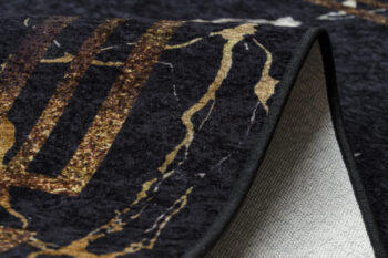 Dywany Łuszczów, Kusový koberec Miro 51333.801 Marble black/gold, 80x150, čierna, chodba / predsieň