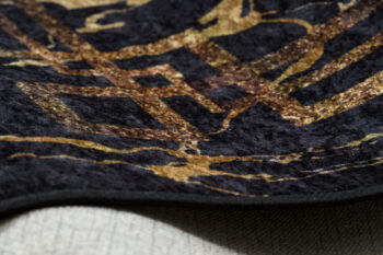 Dywany Łuszczów, Kusový koberec Miro 51333.801 Marble black/gold, 80x150, čierna, chodba / predsieň