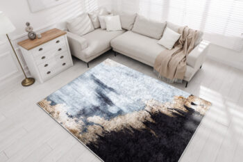 Dywany Łuszczów, Kusový koberec Miro 51573.802 Abstraction blue / gold, 160x220, viacfarebná, chodba / predsieň
