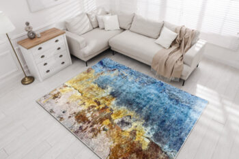 Dywany Łuszczów, Kusový koberec Miro 51709.803 blue/gold, 160x220, viacfarebná, chodba / predsieň