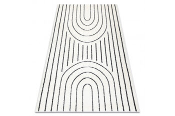 Dywany Łuszczów, Kusový koberec Mode 8494 geometric cream/black, 80x150, biela, chodba / predsieň