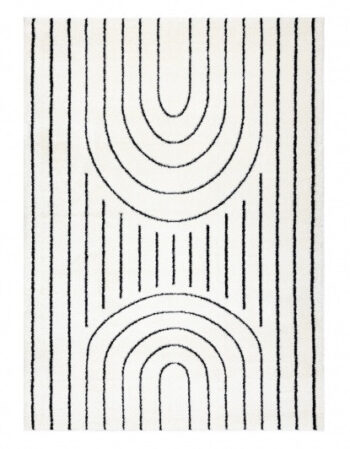 Dywany Łuszczów, Kusový koberec Mode 8494 geometric cream/black, 80x150, biela, chodba / predsieň