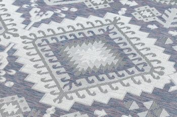 Dywany Łuszczów, Kusový koberec Sion Sisal Aztec 3007 blue/pink/ecru – na von aj na doma, 180x270, modrá, chodba / predsieň