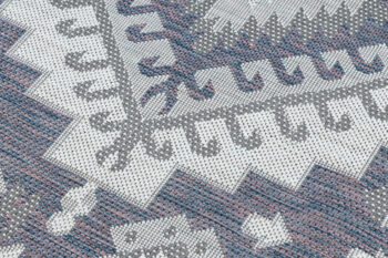 Dywany Łuszczów, Kusový koberec Sion Sisal Aztec 3007 blue/pink/ecru – na von aj na doma, 180x270, modrá, chodba / predsieň