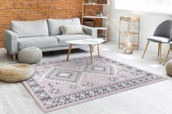 Dywany Łuszczów, Kusový koberec Sion Sisal Aztec 3007 pink/ecru – na von aj na doma, 180x270, ružová, chodba / predsieň