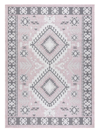 Dywany Łuszczów, Kusový koberec Sion Sisal Aztec 3007 pink/ecru – na von aj na doma, 180x270, ružová, chodba / predsieň