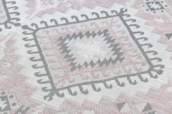 Dywany Łuszczów, Kusový koberec Sion Sisal Aztec 3007 pink/ecru – na von aj na doma, 180x270, ružová, chodba / predsieň